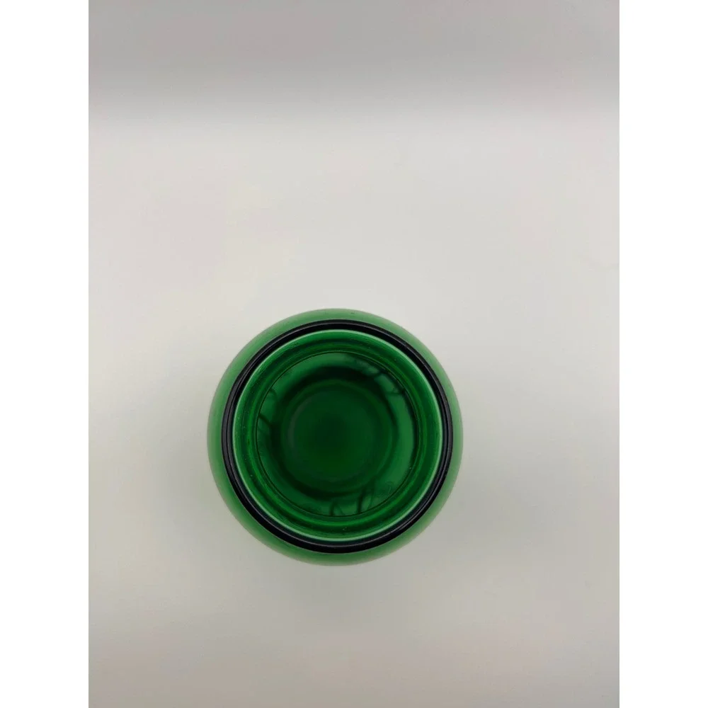 Vintage Anchor Hocking Emerald Green Glass Bud Vase Gold Gilt Scroll 3.75 in